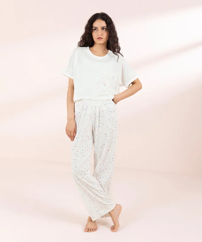 Printed Pull-On Trousers Trousers Flared Retro
