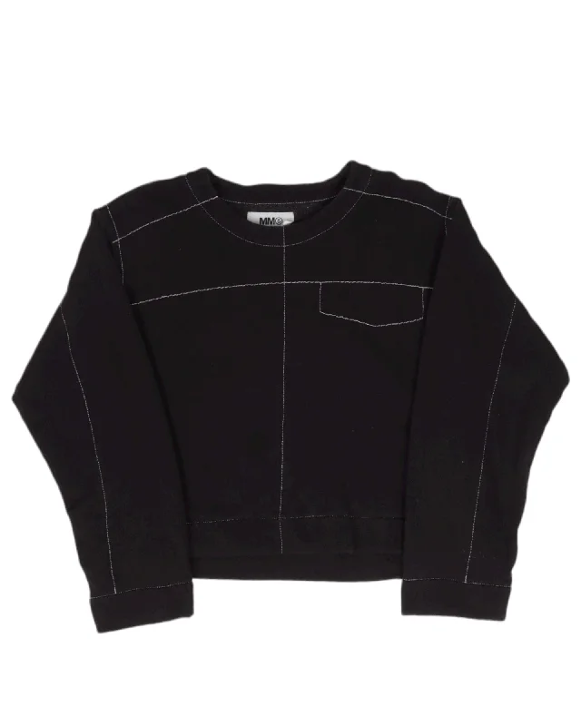 MM6 Cropped Contrast-Stitched Sweatshirt Hoodie with High Neck Warm Protective