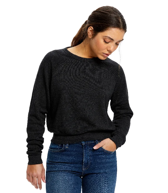 Women's Sponge Fleece Crop Top Notch Collar Peter Pan Collar Cowl Neck