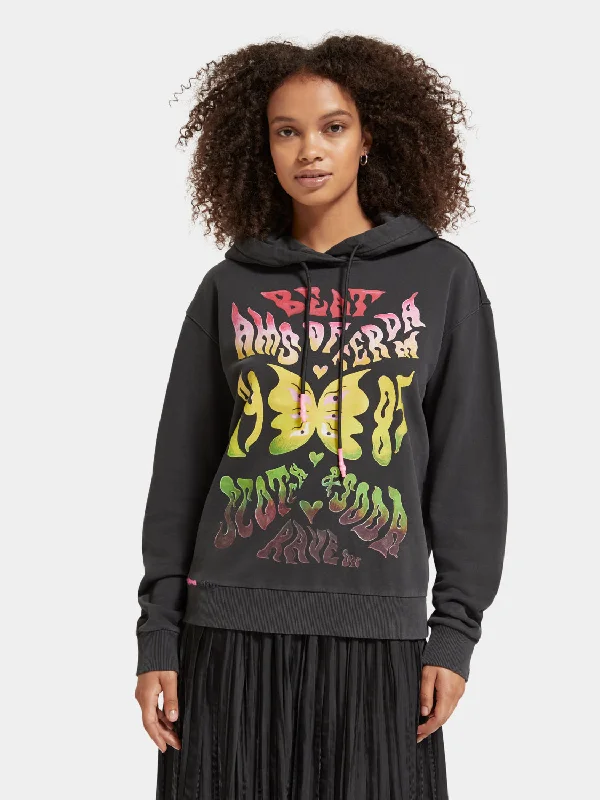 Relaxed fit washed hoodie Hoodie with Sequins Glamorous Eye-catching