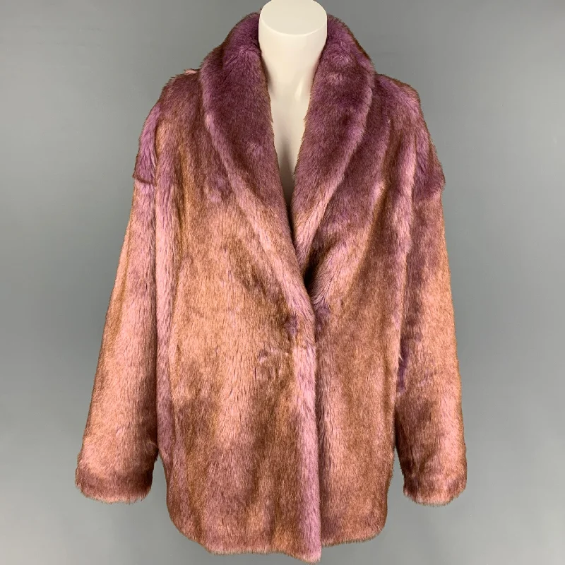 STAND STUDIO Size S Lavender Brown Two Toned Acrylic Polyester Faux Fur Jillian Coat Wool Cashmere Tweed STAND STUDIO Size S Lavender Brown Two Toned Acrylic Polyester Faux Fur Jillian Coat Wool Cashmere Tweed