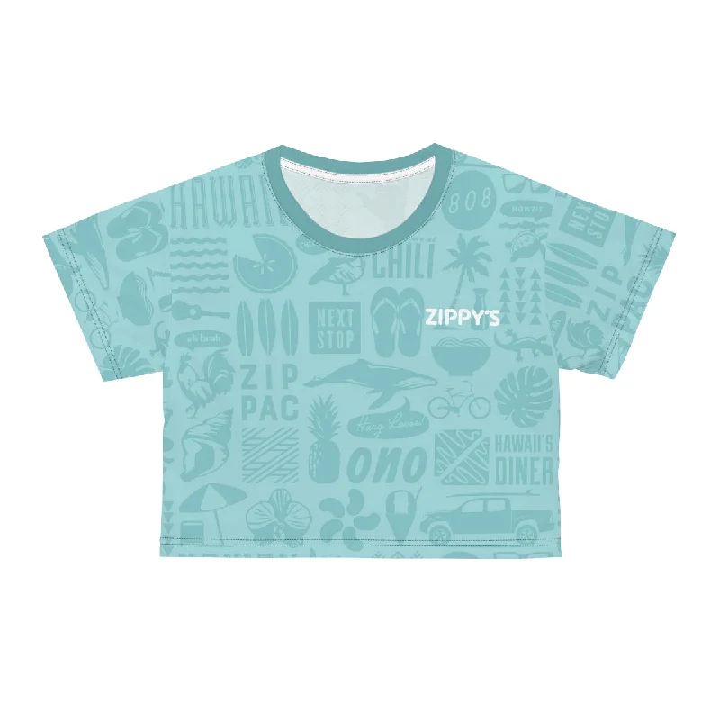 Zippy's Iconic Crop Top - Blue Polka Dot Checkered Tartan
