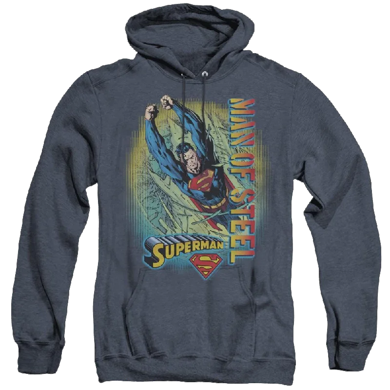 Superman Breakthrough - Heather Pullover Hoodie Keyhole Neck Pullover