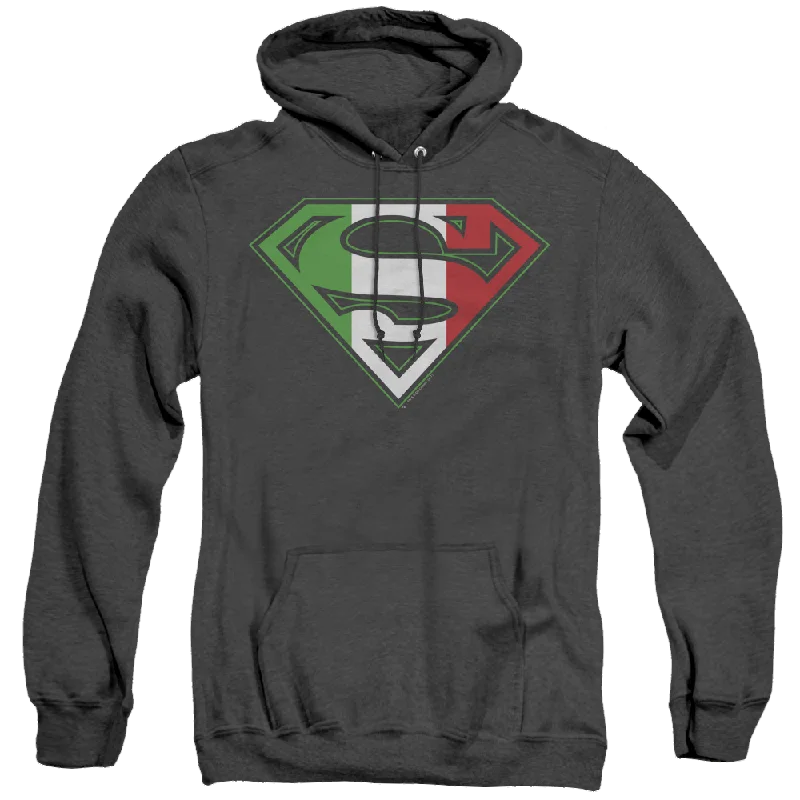 Superman Italian Shield - Heather Pullover Hoodie Blouson Sleeve Pullover