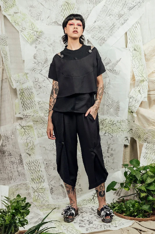 SL24 JUN OVERSIZE CROP TOP - OBSIDIAN Wool Fabric Cashmere Fabric Tweed Fabric