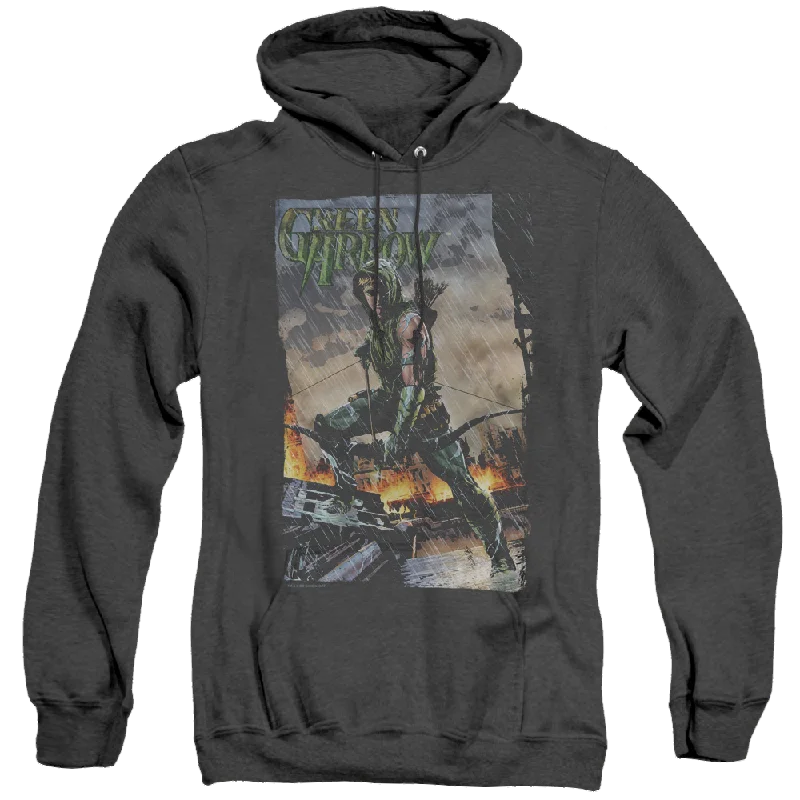 Green Arrow Fire And Rain - Heather Pullover Hoodie Asymmetrical Hem Sweater