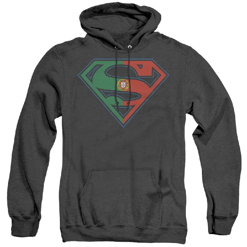 Superman Portugal Shield - Heather Pullover Hoodie Surplice Neck Pullover