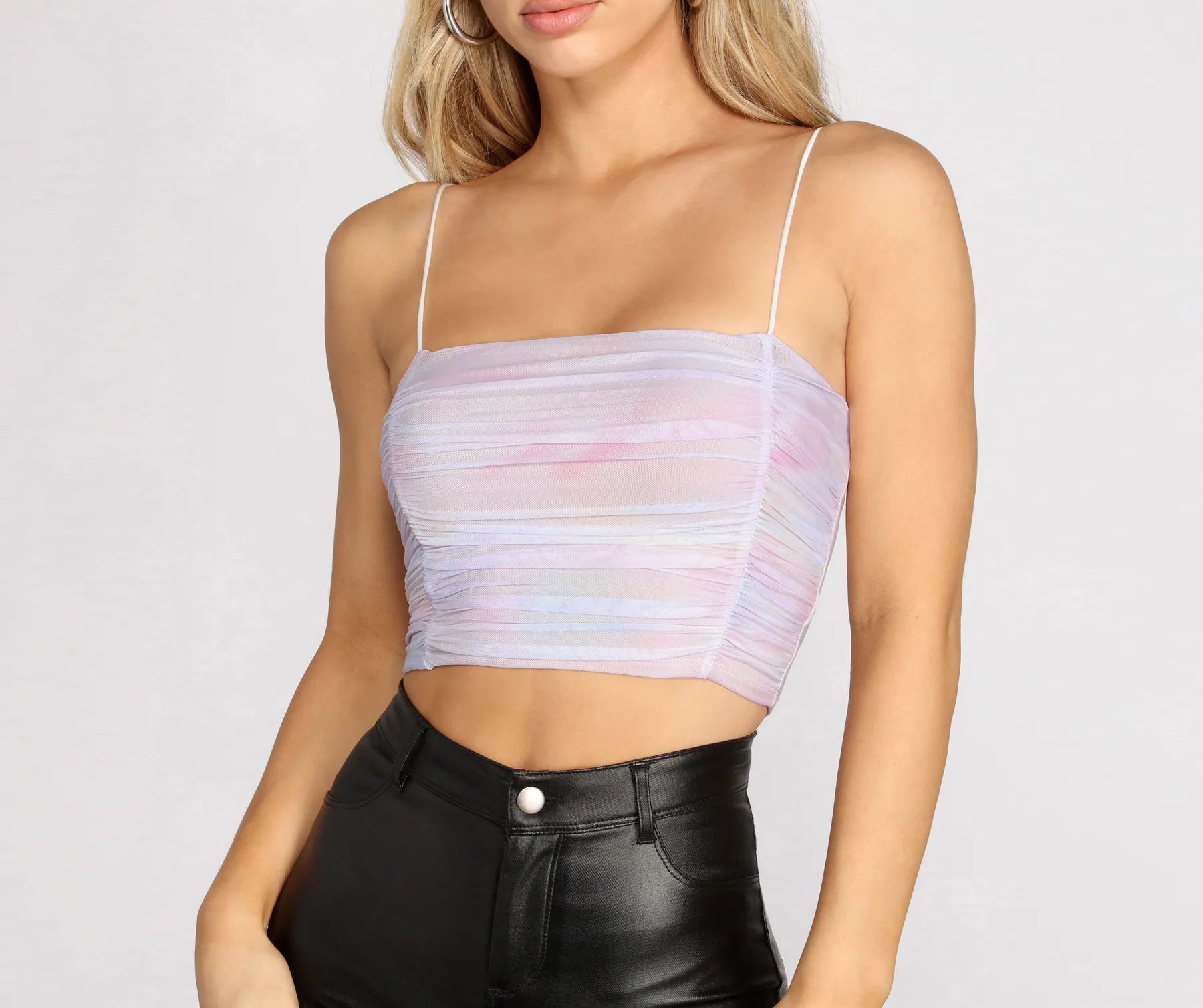 Tie Dye Ruched Crop Top Cozy Warm Stylish