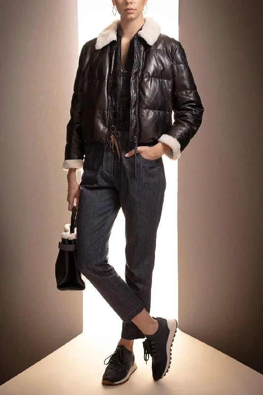 Drawstring Denim Trousers Trousers Pleated Formal