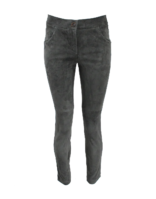 Suede Trouser Trousers Print Floral