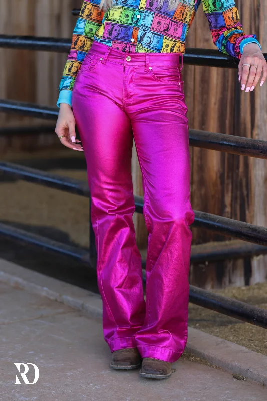 SIGNATURE TROUSERS - FUCHSIA METALLIC Trousers Designer Luxury
