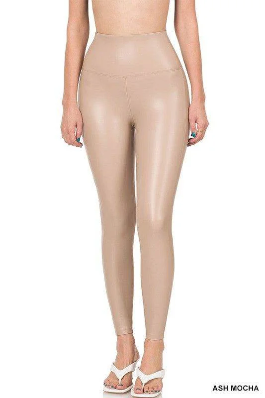 ZENANA | High Rise Faux Leather Leggings Casual Slim-Fit Leggings