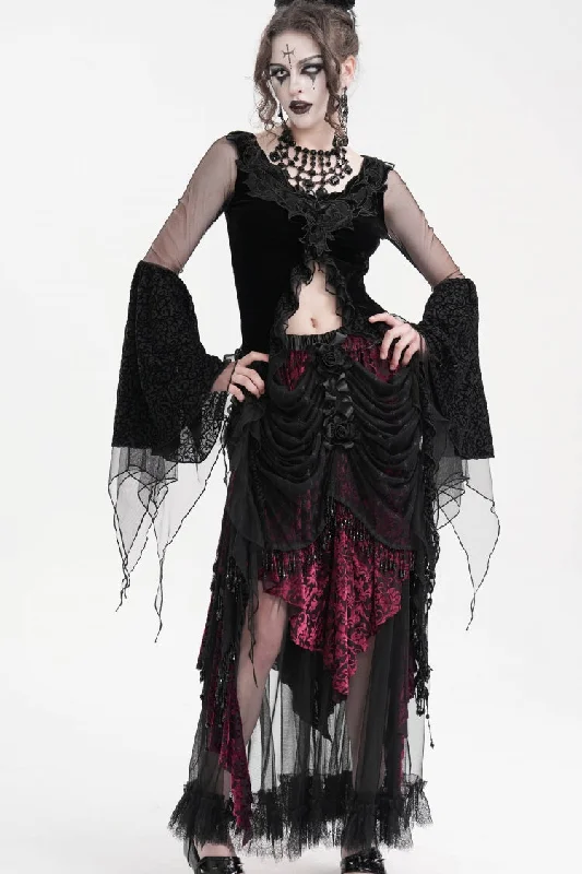 Black Long Sleeves Embroidery Mesh Ripped Women's Gothic Crop Top Modern Contemporary Chic Black Long Sleeves Embroidery Mesh Ripped Women's Gothic Crop Top Modern Contemporary Chic