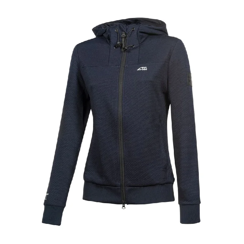 Equiline Ladies Full Zip Sweatshirt Caliec Navy Hoodie with Typography Text Message