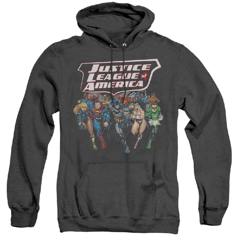 Justice League Charging Justice - Heather Pullover Hoodie Crew Neck Wool
