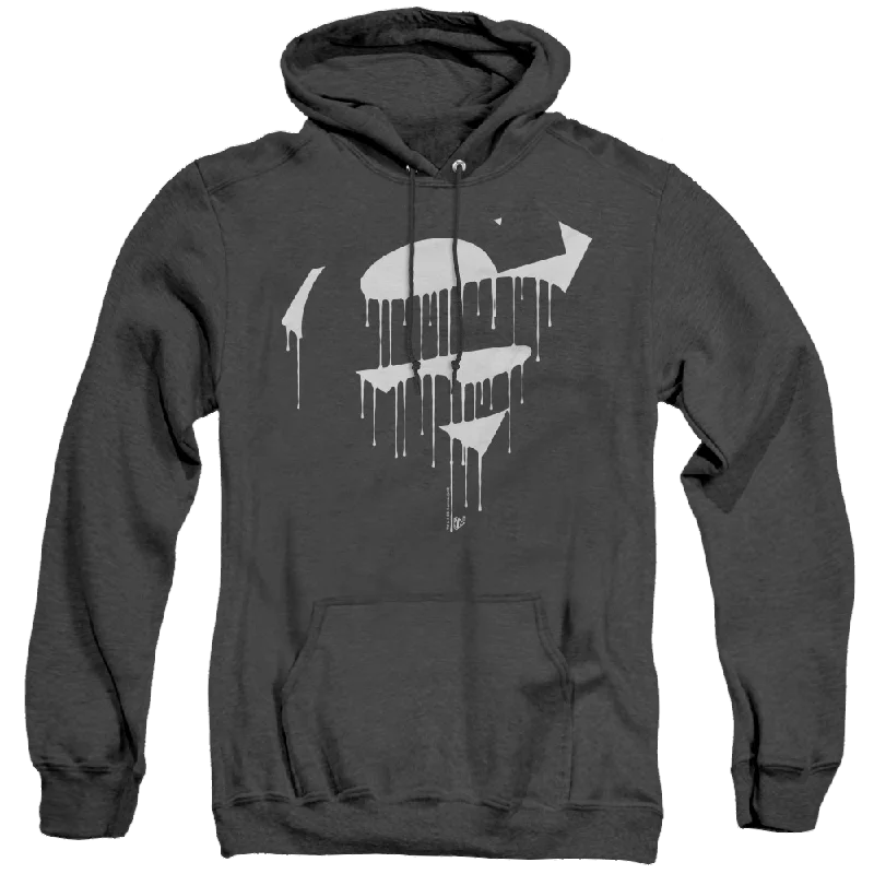 Superman Dripping Shield - Heather Pullover Hoodie Tapered Sleeve Pullover