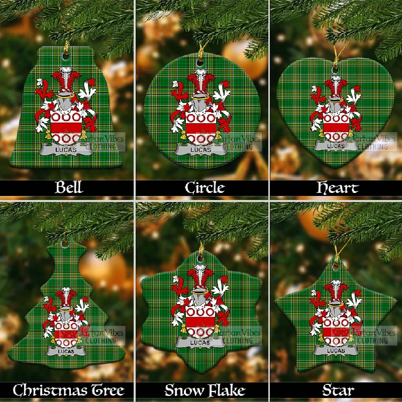 Lucas Irish Clan Tartan Christmas Ceramic Ornament with Coat of Arms Plaid Tartan Floral Lucas Irish Clan Tartan Christmas Ceramic Ornament with Coat of Arms Plaid Tartan Floral