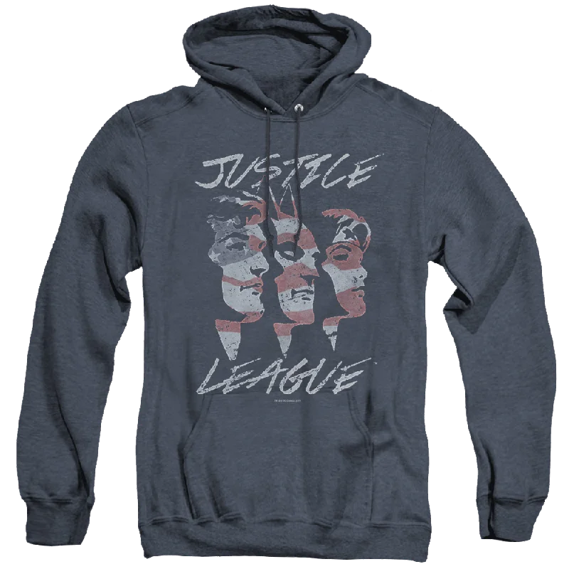 Justice League Justice For America - Heather Pullover Hoodie Bishop Sleeve Elegant