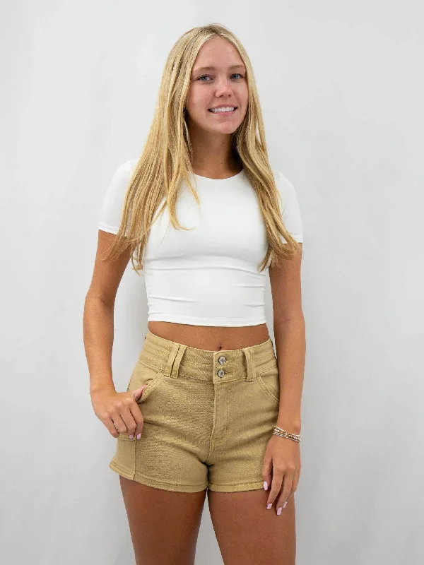 Short Sleeve Solid Crop Top Casual Formal Business
