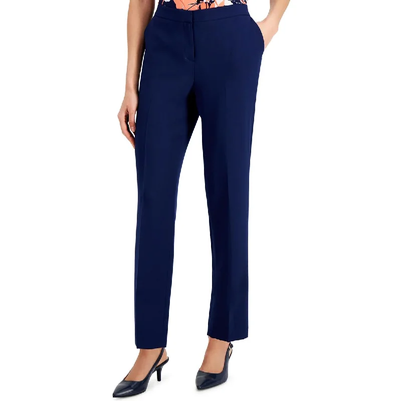 Kasper Womens Faux-Pocket Mid Rise Trouser Pants Chinos Cotton Straight Leg