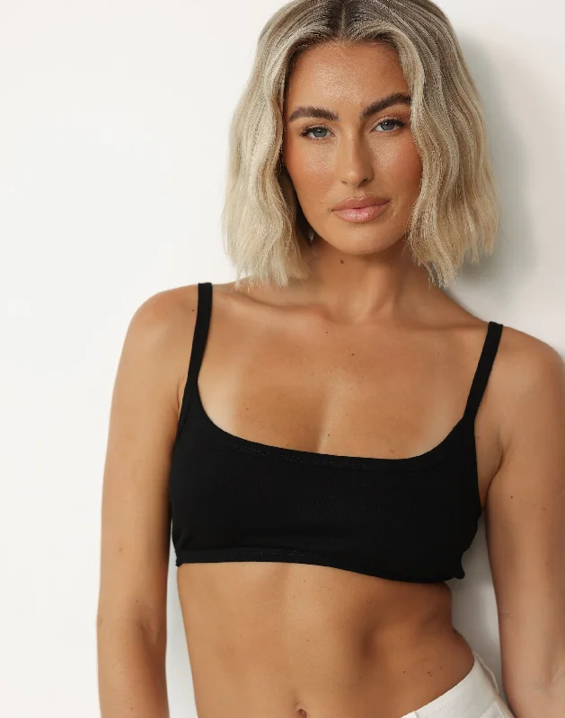 Malina Crop Top (Black) Knit Fabric Woven Fabric Fleece Fabric