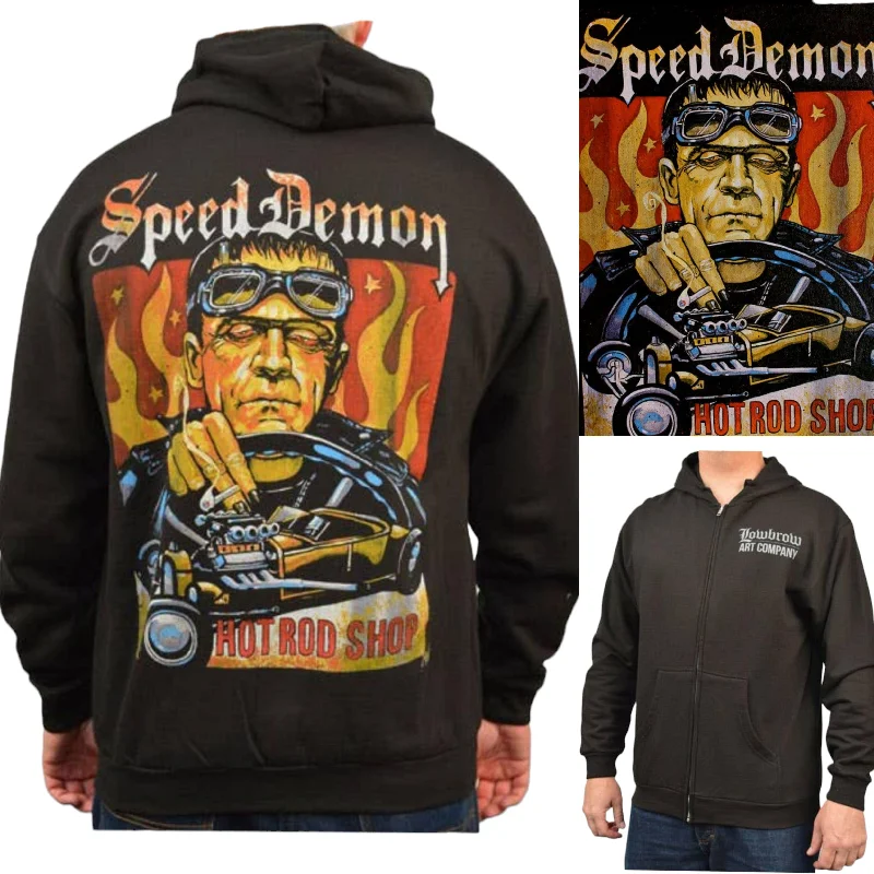 Hoodie - Black Market Speed Demon Hoodie with Button Classic Timeless