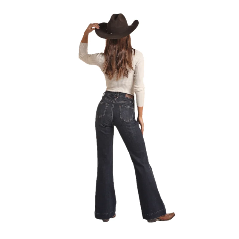 Rock & Roll Denim® Ladies Rivet Detail High Rise Trouser Jeans RRWD5HR0GJ Trousers cozy soft Rock & Roll Denim® Ladies Rivet Detail High Rise Trouser Jeans RRWD5HR0GJ Trousers cozy soft