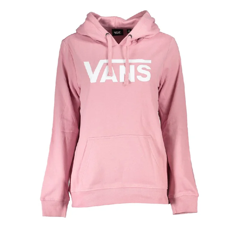 Vans Chic Pink Hooded Fleece Sweatshirt Hoodie with Slit Hem Functional Movement