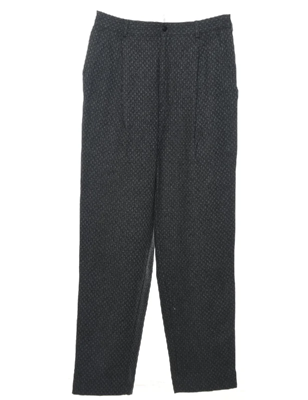 Dark Grey Patterned Trousers - W32 L33 Trousers Denim Blue