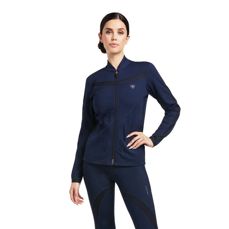 Ariat Ladies Ascent Full Zip Sweatshirt Navy Hoodie with Applique Textured Unique