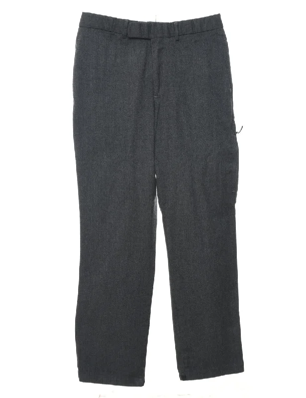 Grey Classic Trousers - W30 L29 Trousers Leather Faux
