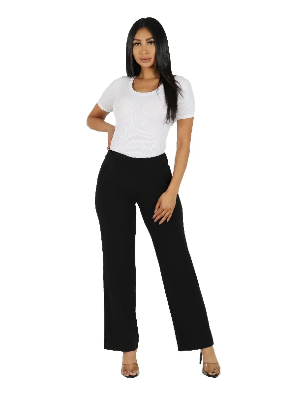 Best Dressed Knit Crepe Solid Pull On Wide Leg Trouser Trousers Recommended Stylist