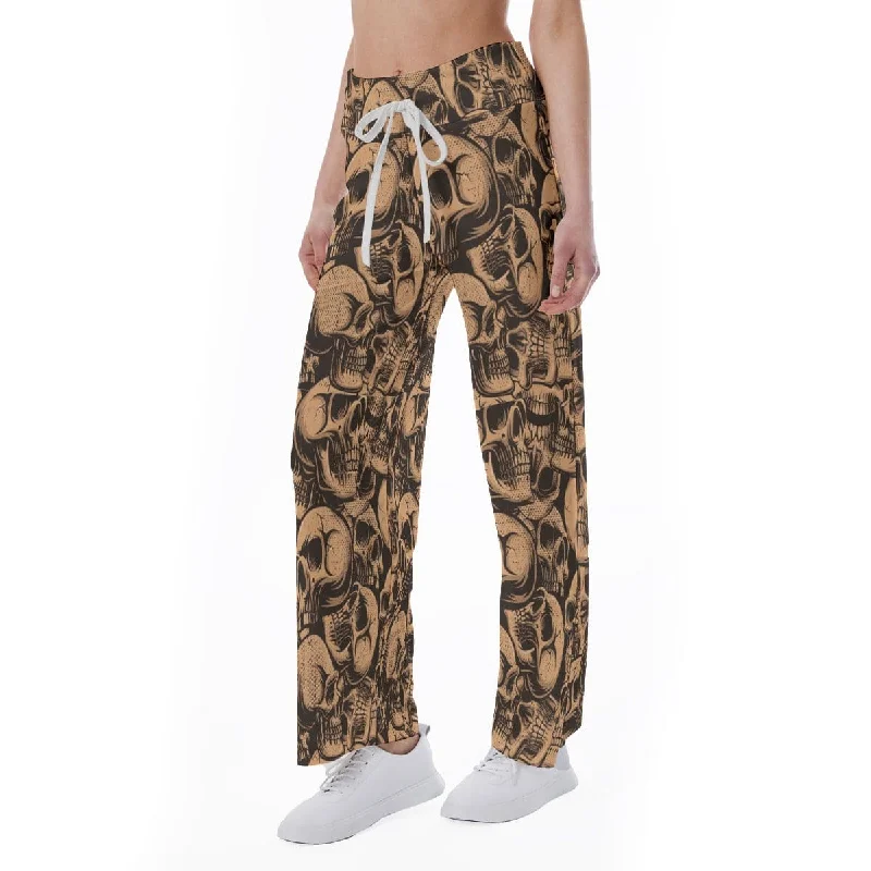 Women's Brown Skull High-waisted Straight-leg Trousers Trousers Yoga Stretchy