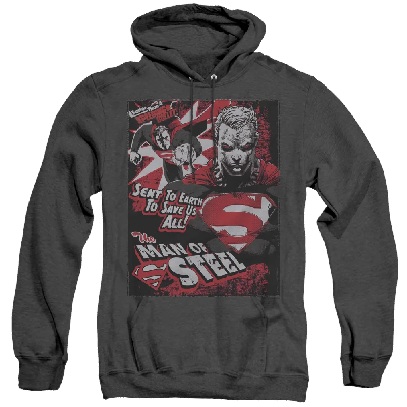 Superman Save Us All - Heather Pullover Hoodie Open Front Cardigan