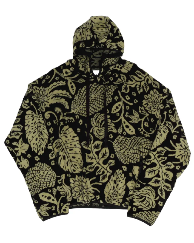 Green Fleece Hoodie Hoodie with Tied Waist Feminine Flattering