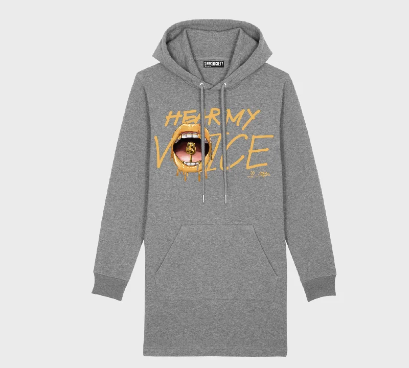 SWMSociety x Dream City x Hear My Voice Hoodie Dress Hoodie with Mock Neck Collared Structured