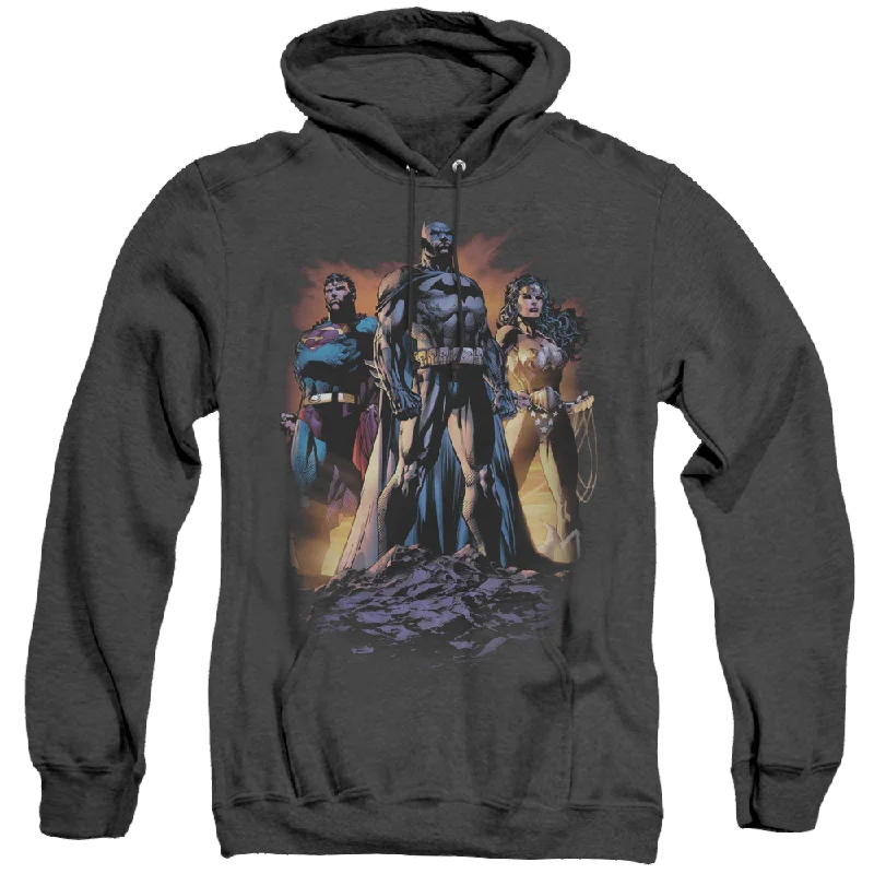 Justice League Take A Stand - Heather Pullover Hoodie Elbow Length Sleeve