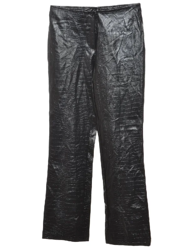 Black Faux Leather Snakeskin Trousers - W30 L32 Trousers sophisticated sleek