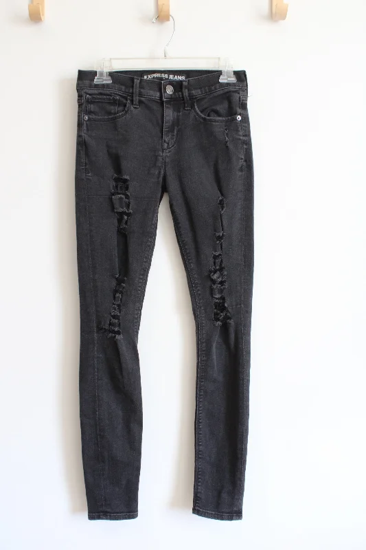 Express Jeans Black Mid-Rise Legging Distressed Jeans | 2 Fashionable Stretchy Fit Leggings Express Jeans Black Mid-Rise Legging Distressed Jeans | 2 Fashionable Stretchy Fit Leggings