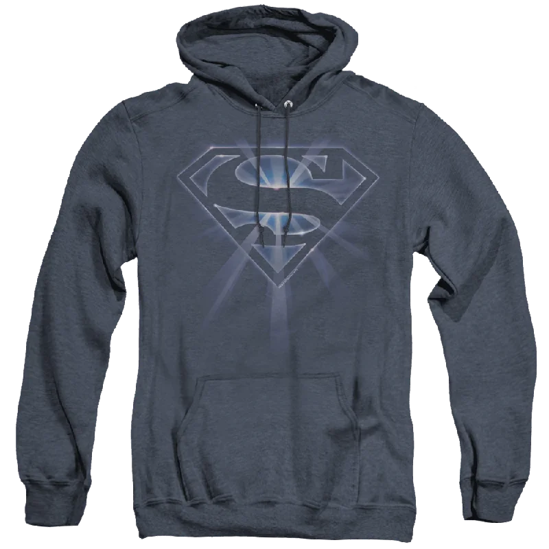 Superman Glowing Shield - Heather Pullover Hoodie Soft Wool Sweater