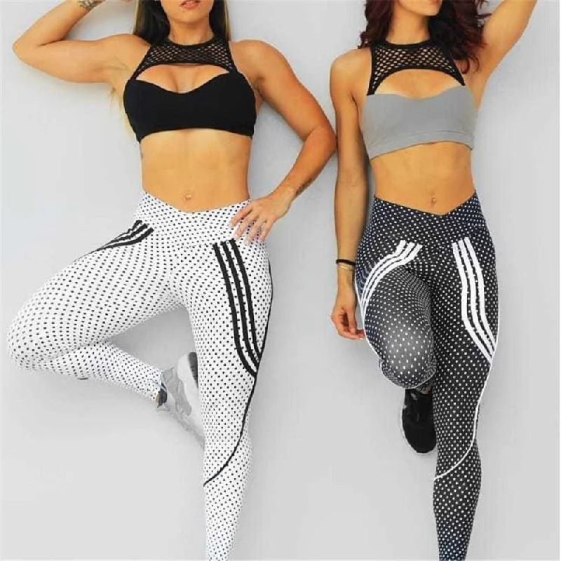 V-Waist Sporty Print Leggings Trendy Digital Print Leggings