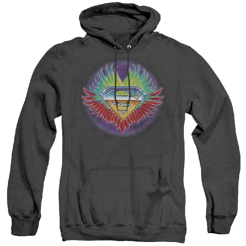 Superman Dont Stop Believing - Heather Pullover Hoodie Ruffle Sleeve Feminine