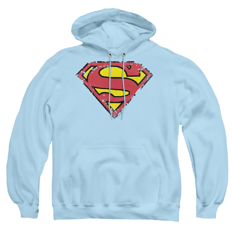 Superman Distressed Shield - Pullover Hoodie Solo Sleeve Pullover