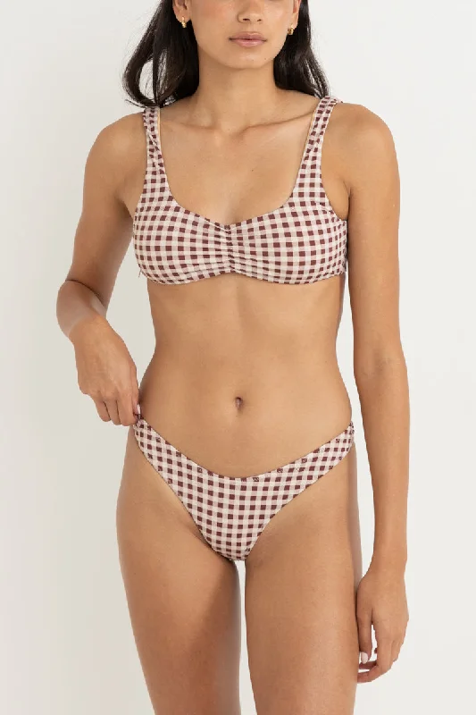 Parker Gingham Crop Top Mahogany Sequined Glittery Shiny