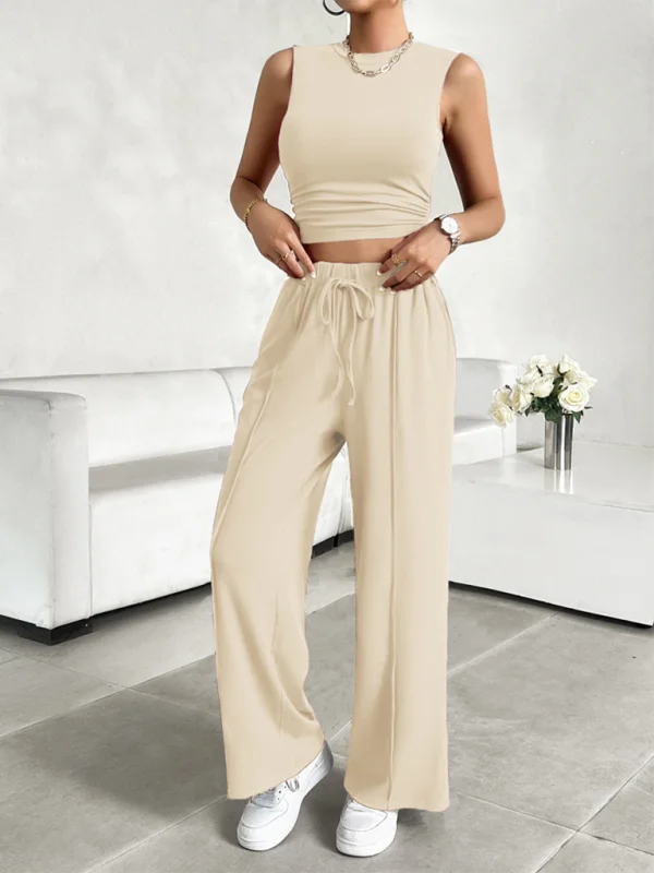 Blue Zone Planet | Kiera'S Round Beck Sleeveless Top And Trousers Two-Piece Suit Trousers Gym Athletic Blue Zone Planet | Kiera'S Round Beck Sleeveless Top And Trousers Two-Piece Suit Trousers Gym Athletic