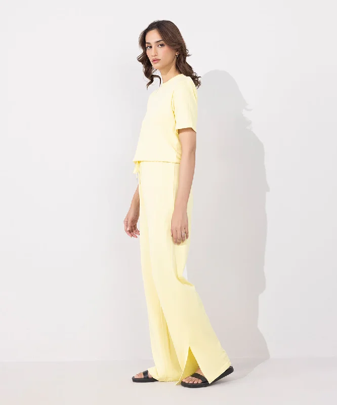 Pull-on Wide Leg Trousers Cropped Trousers Casual Linen