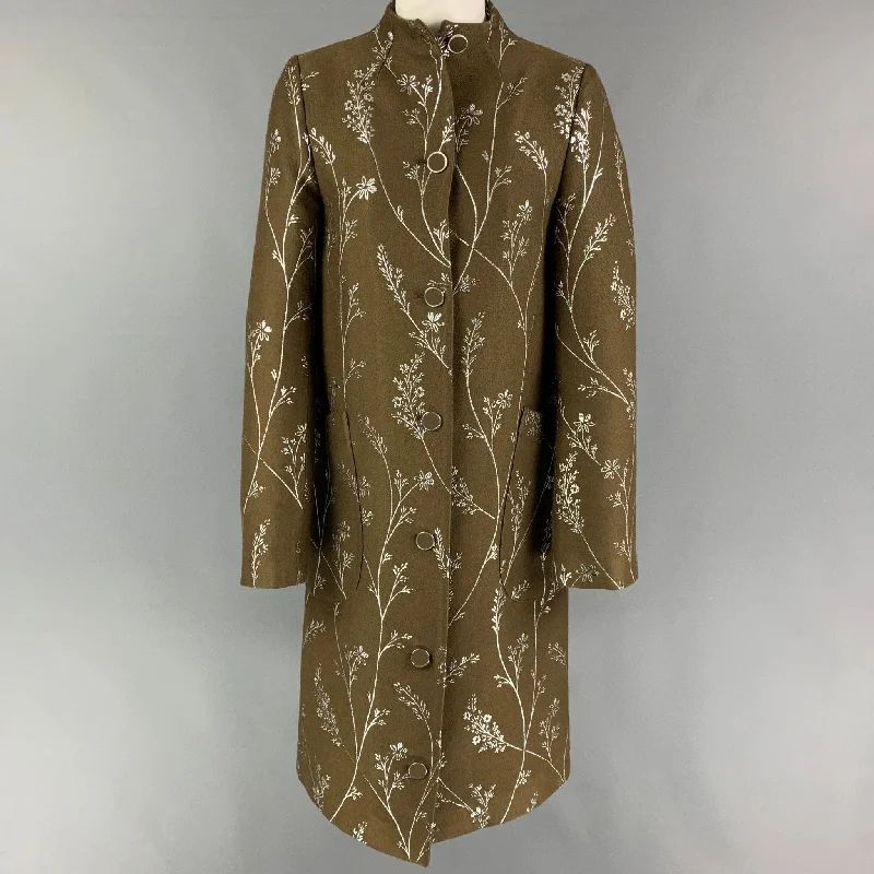 SUNO Size 0 Olive Silver Not Listed Embroidered Collarless Coat Lapel Coat Peter Pan Collar Coat Cowl Neck Coat SUNO Size 0 Olive Silver Not Listed Embroidered Collarless Coat Lapel Coat Peter Pan Collar Coat Cowl Neck Coat