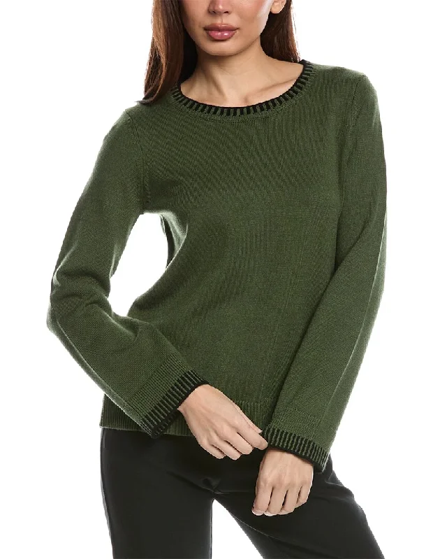 T Tahari Wide Sleeve Jersey Pullover Polo Neck Sweater