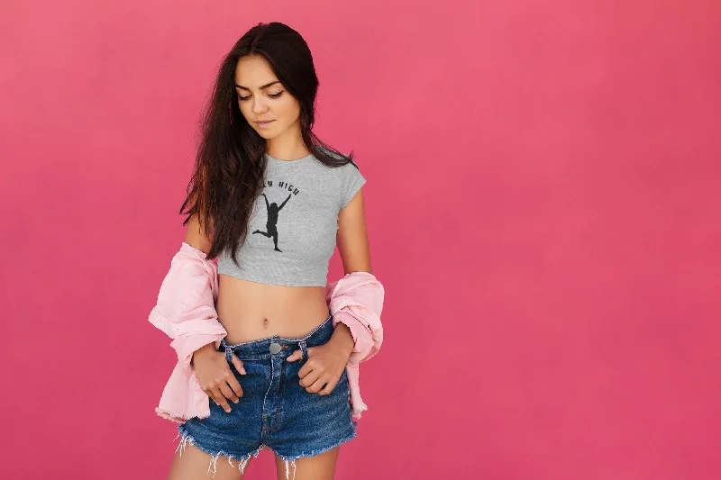 Crop Top for Ladies (FLY HIGH) Fleece Fabric Down Fabric Feather Fabric