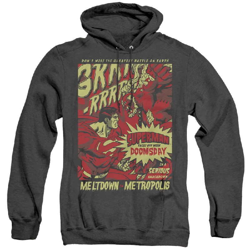 Superman Metropolis Meltdown - Heather Pullover Hoodie One Shoulder Top